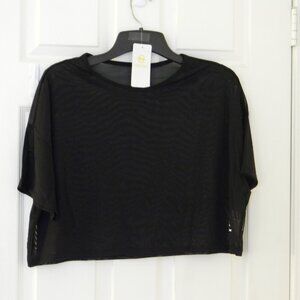 Nautica Competition Black Mesh Top Cropped Cover Up XL NWOT